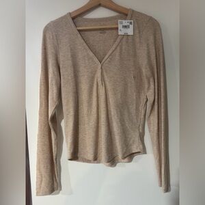 American Eagle Outfitters Beige Long Sleeve Top